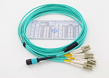 12 Kern-Faser-Optikverbindungskabel MPO/MTP - Ausbruch-Kabel LC 10G OM3 Millimeter 50/125um